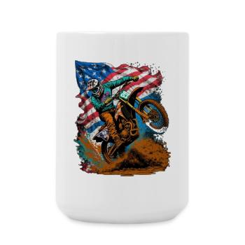Action de motocross avec drapeau américain - Grande tasse 440 ml - blanc - Devant