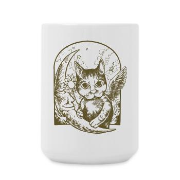 Celestial Cat and Winged Moon - Large Mug 440 ml - white - Front