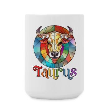 taureau, signe du zodiaque, horoscope - Grande tasse 440 ml - blanc - Devant