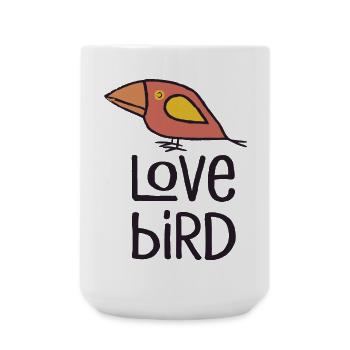 love bird rot - Große Tasse 440 ml - Weiß - Vorne