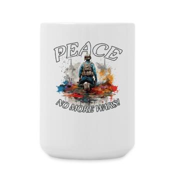 PEACE / Frieden / Friedensbotschaft / Liebe - Große Tasse 440 ml - Weiß - Vorne