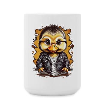 Süße Ente mit Lederjacke - Große Tasse 440 ml - Weiß - Vorne