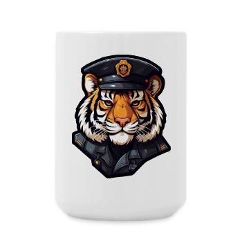 Tiger Polizistin - Große Tasse 440 ml - Weiß - Vorne