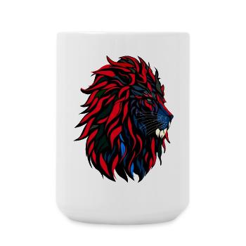 Lionhead - Löwenkopf - Große Tasse 440 ml - Weiß - Vorne