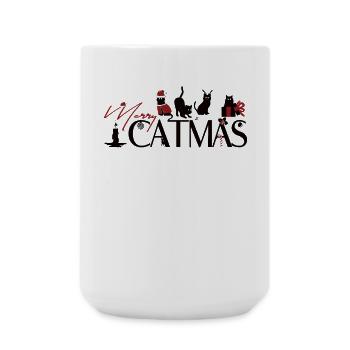 Meowy Catmas – Funny Cats Christmas Design - Large Mug 440 ml - white - Front