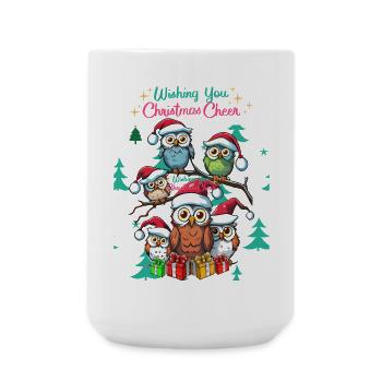 Festive Owl Christmas Cheer Design - Large Mug 440 ml - white - Front