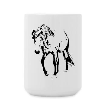 Pferde T-shirt Geschenk Reiter  - Große Tasse 440 ml - Weiß - Vorne