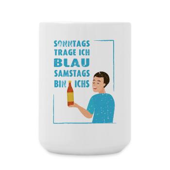 sonntags trage ich blau - very funny - Große Tasse 440 ml - Weiß - Vorne