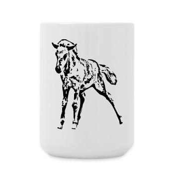 Pferde T-shirt Geschenk Reiter  - Große Tasse 440 ml - Weiß - Vorne