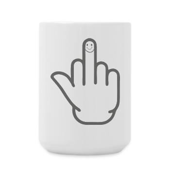Mittelfinger - Große Tasse 440 ml - Weiß - Vorne