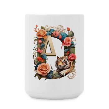 Tiger and Flowers Ring - Large Mug 440 ml - white - Front