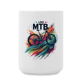 Lebendiges Mountainbike-Abenteuer-Design Liebe MTB - Große Tasse 440 ml - Weiß - Vorne