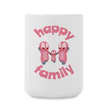 Verspielte Familienmotive mit bunten Figuren - Große Tasse 440 ml - Weiß - Vorne