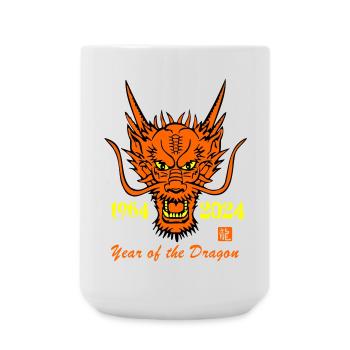 Geburtstagsdrachen 1964-2024 - Große Tasse 440 ml - Weiß - Vorne