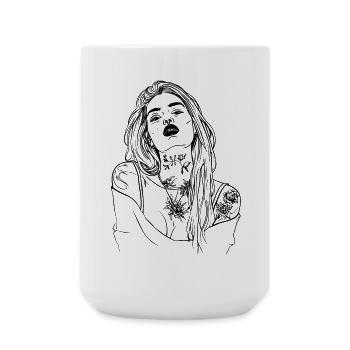 Tattoo Girl Line Art - Large Mug 440 ml - white - Front