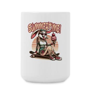 Summertime Bunny Tattoo Sneaker Glace Plage d’été - Grande tasse 440 ml - blanc - Devant