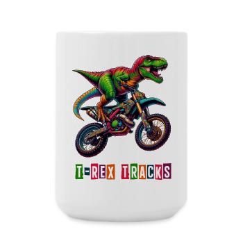 T-rex motorcycle design - Large Mug 440 ml - white - Front