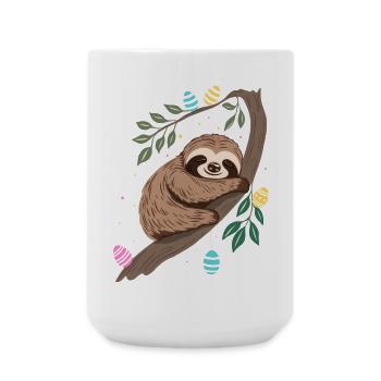 Faultier Ostern Schlaf Design mit Ostereiern - Große Tasse 440 ml - Weiß - Vorne