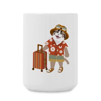 cat traveling mood - Large Mug 440 ml - white - Front