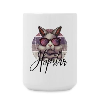 Cooler Osterhase mit Brille hoppel Hase Hopster - Große Tasse 440 ml - Weiß - Vorne