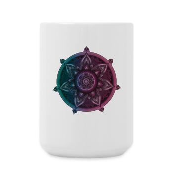 Mandala Symbolischer Kompass – Ornament Illustrati - Große Tasse 440 ml - Weiß - Vorne