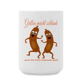 Lustige Würstchen Grillen - Große Tasse 440 ml - Weiß - Vorne