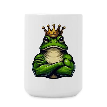 Muscular King Frog with Crown - Large Mug 440 ml - white - Front
