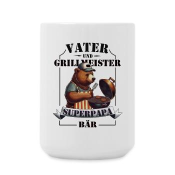 Père & Maître du Grill – Super Papa Ours - Grande tasse 440 ml - blanc - Devant