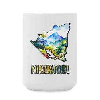 Watercolor Map Nicaragua - Large Mug 440 ml - white - Front