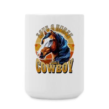 Save A Horse Ride A Cowboy Reit- und Pferde Fan  - Große Tasse 440 ml - Weiß - Vorne