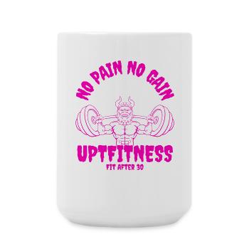 No Pain No Gain Viking With Barbell - Large Mug 440 ml - white - Front