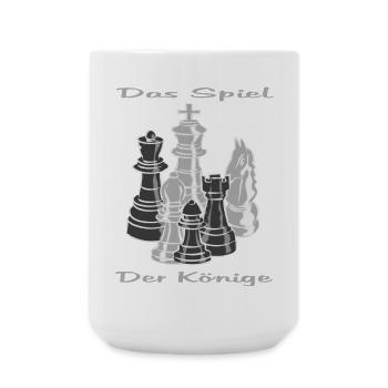 Schach figuren - Große Tasse 440 ml - Weiß - Vorne