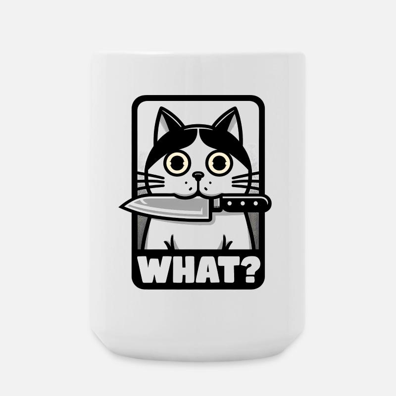 QUOI? UN CHAT AVEC UN COUTEAU - Grande tasse 440 ml - blanc