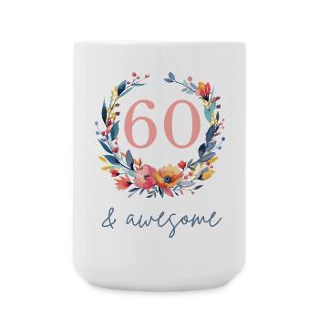 60 & awesome! customizable - Large Mug 440 ml - white - Front