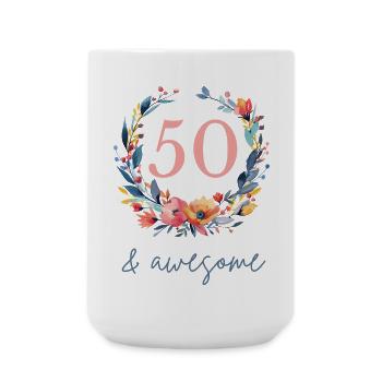 50 & awesome! customizable - Large Mug 440 ml - white - Front
