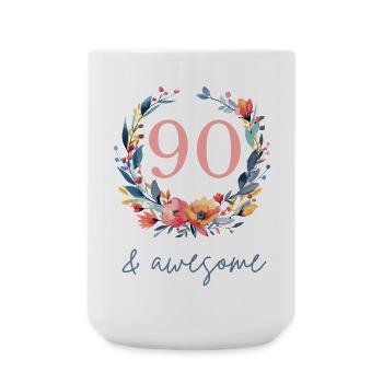 90 & awesome! customizable - Large Mug 440 ml - white - Front