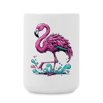 Flamingo - Große Tasse 440 ml - Weiß - Vorne