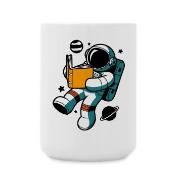 Reading astronaut: Learning in weightlessness - Large Mug 440 ml - white - Front