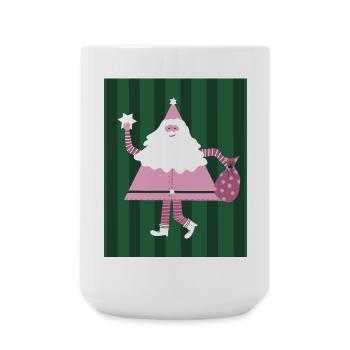 Tanzender Nikolaus - Weihnachtsmann in rosa - Große Tasse 440 ml - Weiß - Vorne