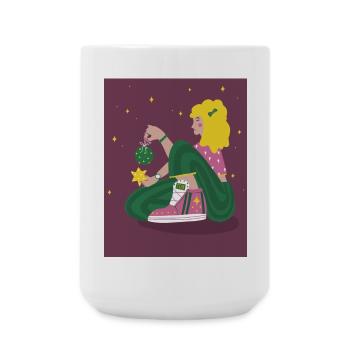 Christmas-Girl with stars - Large Mug 440 ml - white - Front