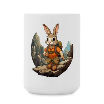 Hasen Bergsteiger / Wandern Hase - Große Tasse 440 ml - Weiß - Vorne
