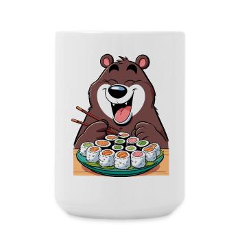 Sushi Bear Happy Maki Cartoon Gift - Large Mug 440 ml - white - Front