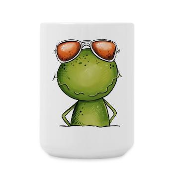 Cooler Frosch Mit Brille - Große Tasse 440 ml - Weiß - Vorne
