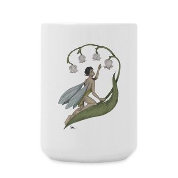 Pixie with lily of the valley - Large Mug 440 ml - white - Front