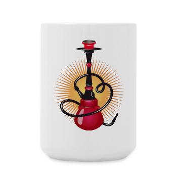 Stylised shisha in red – modern oriental design - Large Mug 440 ml - white - Front