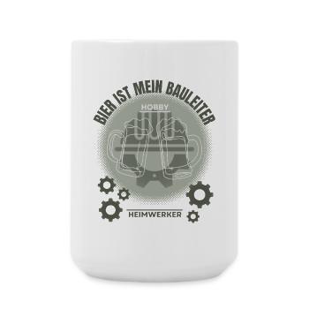Bier ist mein Bauleiter – Heimwerker Humor - Große Tasse 440 ml - Weiß - Vorne