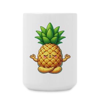 Süßer Ananas Cartoon Yoga Meditation Entspannung - Große Tasse 440 ml - Weiß - Vorne