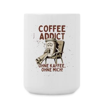 Accro au café – Sans café sans moi - Grande tasse 440 ml - blanc - Devant