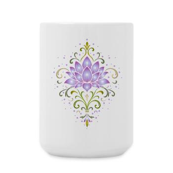 Ornamental Lotus Flower in Violet & Green - Large Mug 440 ml - white - Front