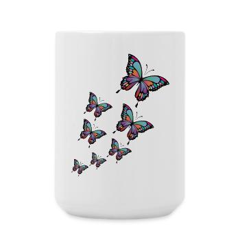 Colorful butterflies. - Large Mug 440 ml - white - Front